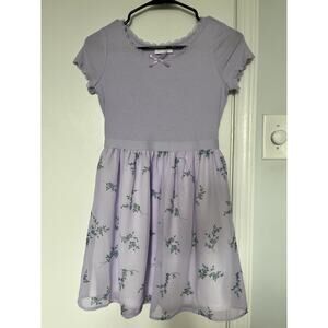 Children's Place Purple Floral Fit and Flare Dress size L 10-12 NWT $33